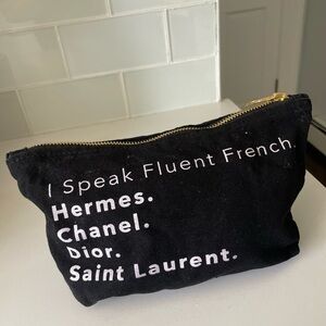 Black Canvas Pouch with French Text